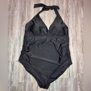 Beach Bump by Motherhood Womens Maternity One Piece Black Swim Suit Size XL
